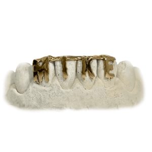 3D Lettering Cut Out Grillz (4 Teeth 10K, Yellow Gold)