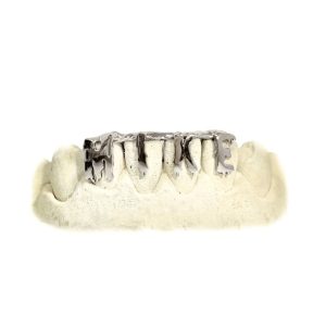 3D Lettering Cut Out Grillz (4 Teeth, 14K, White Gold)