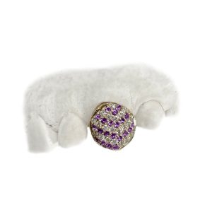Amethyst + Diamond Fang Grillz (VS+, 10K, Yellow Gold)